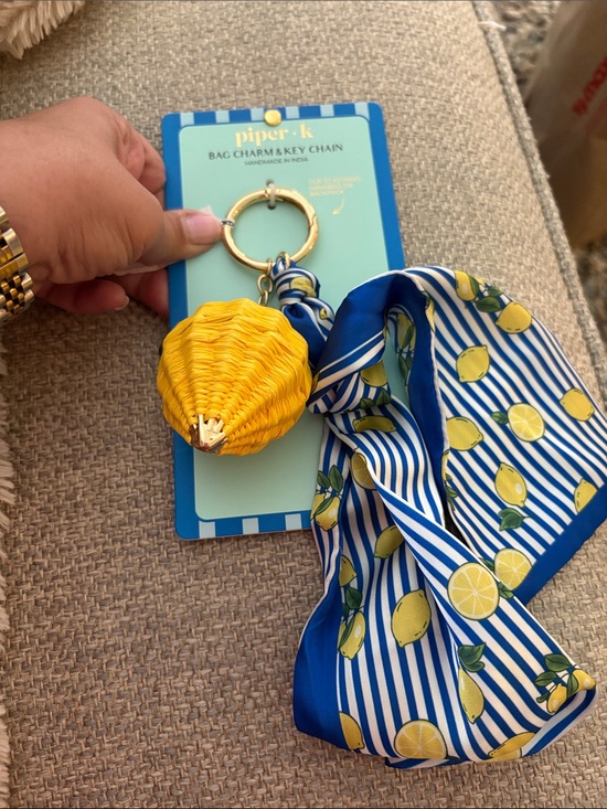 Piper K Accessories - Piper.k Blue & Yellow Lemon Scarf Bag Charm Key Chain